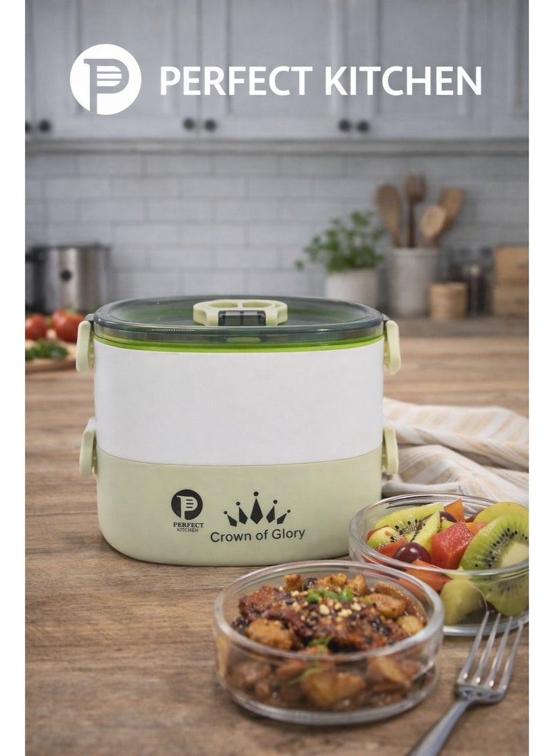 بيرفكت كيتشن علبة غداء طبقتين 1500مل-أخضر - Image 1